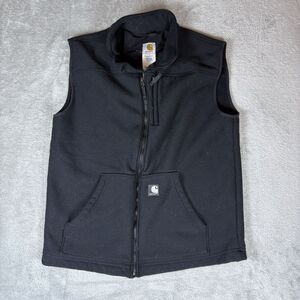 Carhartt Textured Fleece Vest Full Zip Black Jacket Work V28 Mens Size L Tall